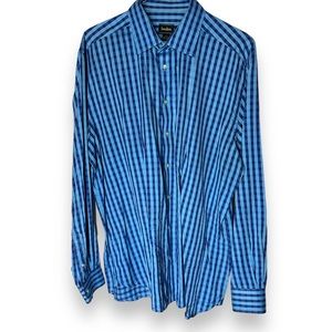Neiman Marcus plaid checkered casual button down shirt